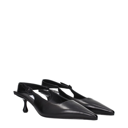 Jimmy Choo AMEL 50 Women's Black Leather Slingback Heels